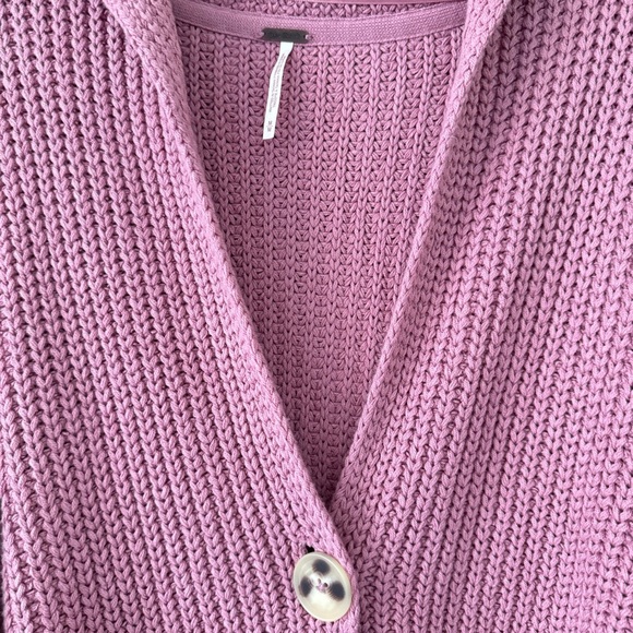 Free People Swim Too Deep Oversized Sweater Cardigan in Pink Size M - Picture 4 of 9